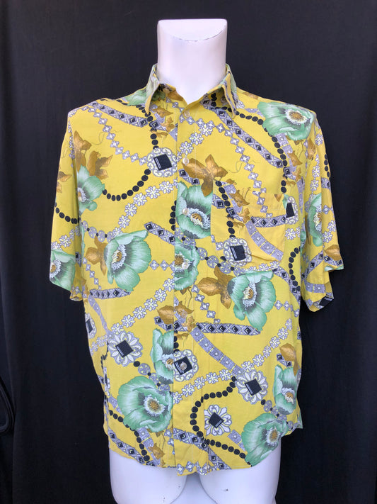Chemise aqua moutarde