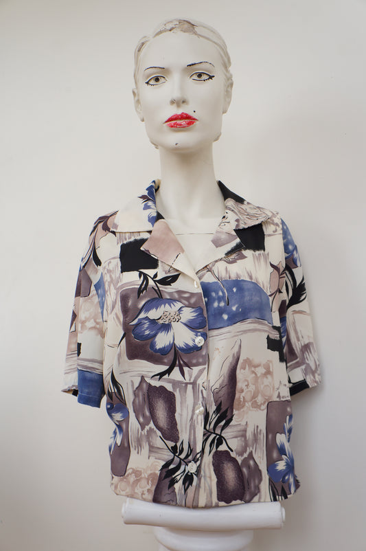 Chemise big blue flowers