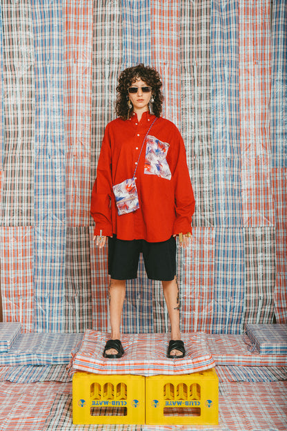 Chemise ML rouge & sacoche storm • La Blédarde x La Chemise Club Studio