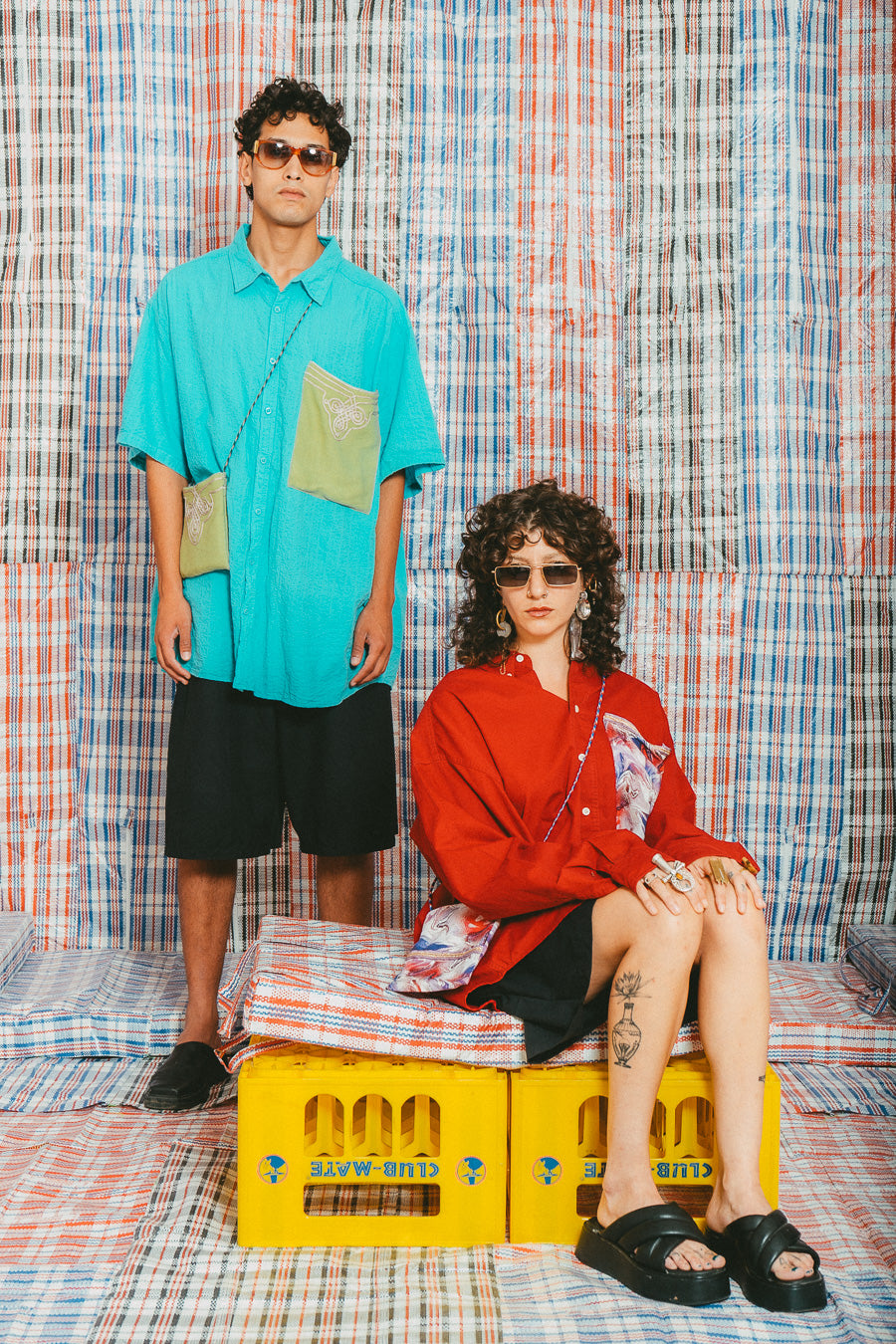 Chemise bleue & sacoche verte • La Blédarde x La Chemise Club Studio