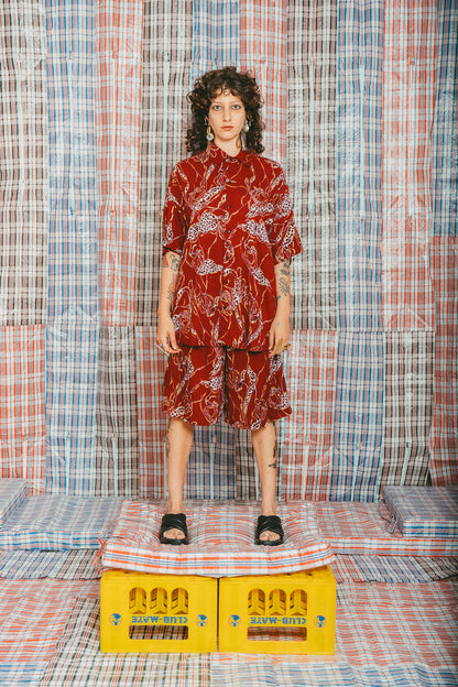 Bermuda long léo rouge • La Blédarde x La Chemise Club Studio