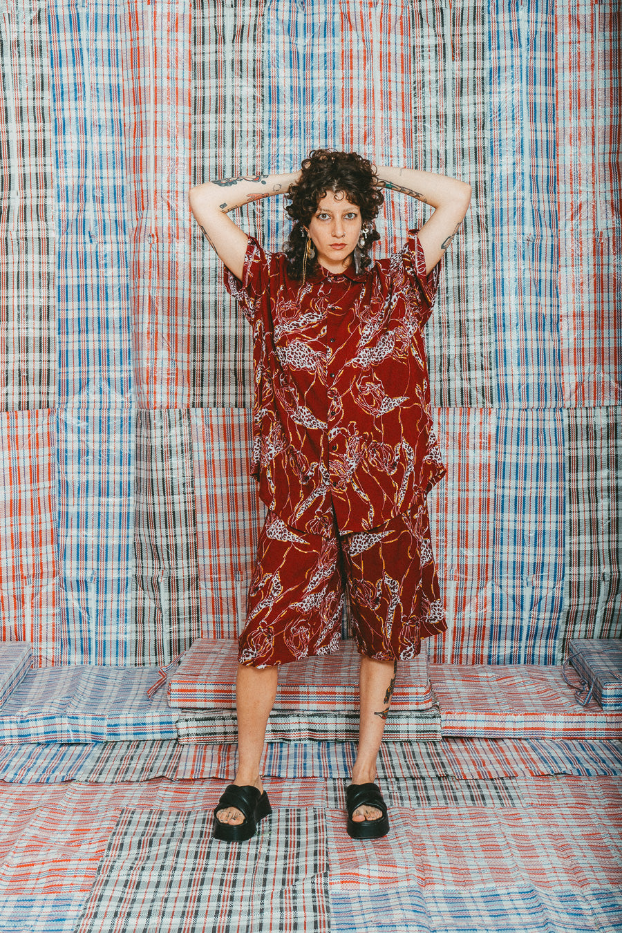 Bermuda long léo rouge • La Blédarde x La Chemise Club Studio