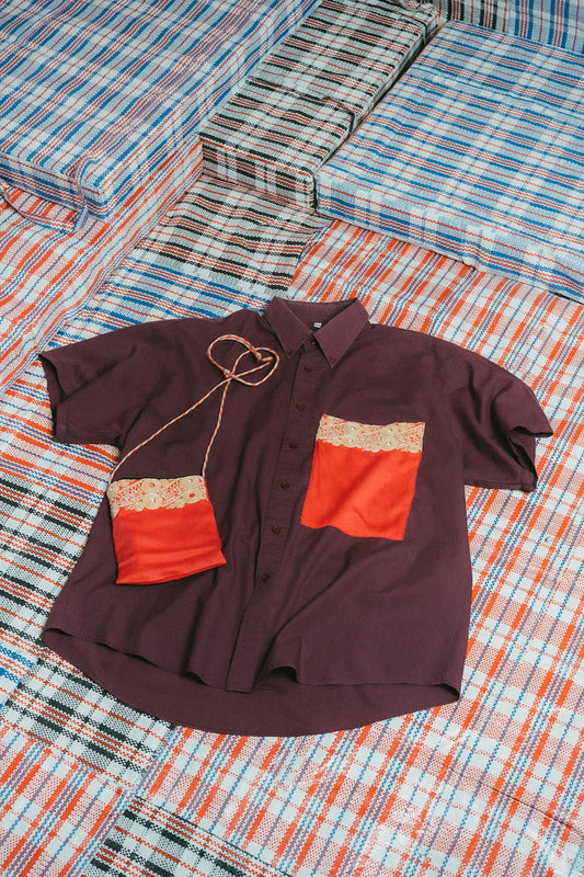 Chemise violette & sacoche rose • La Blédarde x La Chemise Club Studio