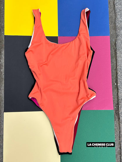 Maillot réversible Blanc/Orange • La Chemise Club Studio