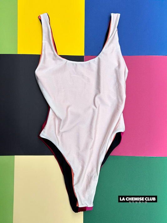 Maillot réversible Blanc/Orange • La Chemise Club Studio