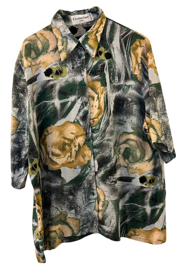 Chemise dark green rose