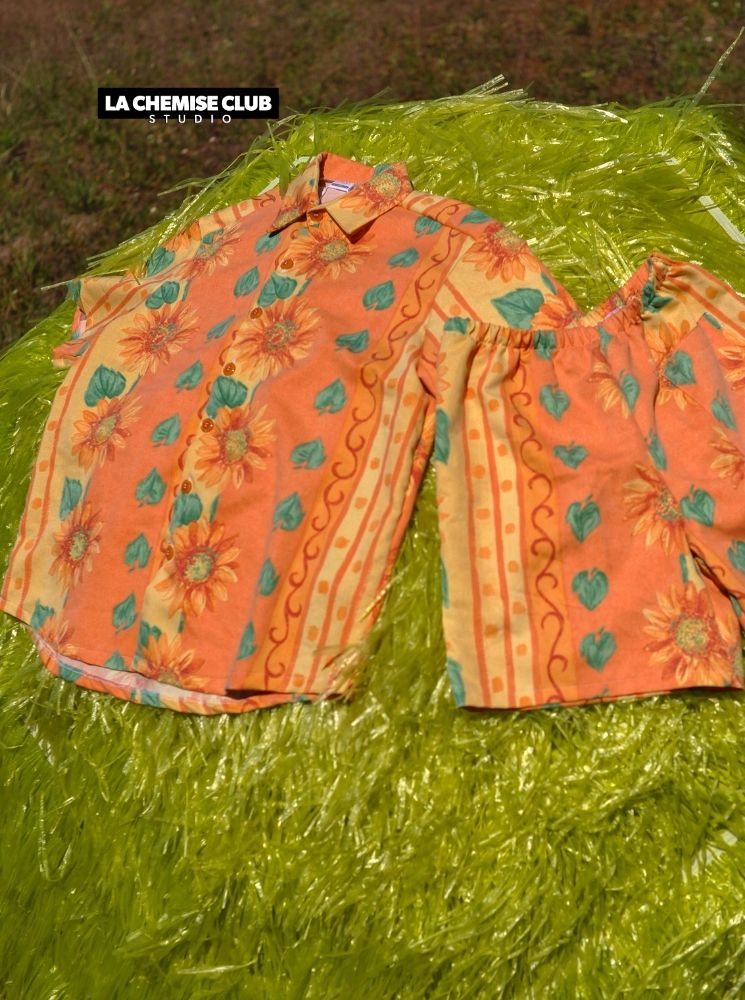 Chemise Tournesols pêche • La Chemise Club Studio