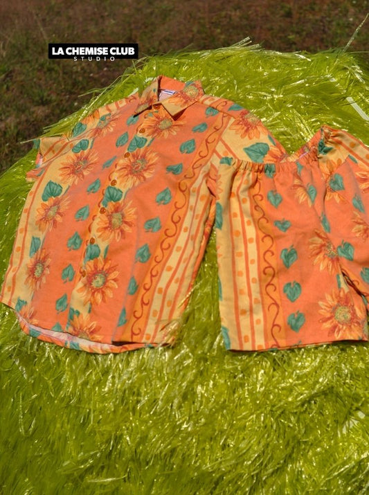 Chemise Tournesols pêche • La Chemise Club Studio