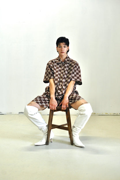 Bermuda Damier marron • La Chemise Club Studio