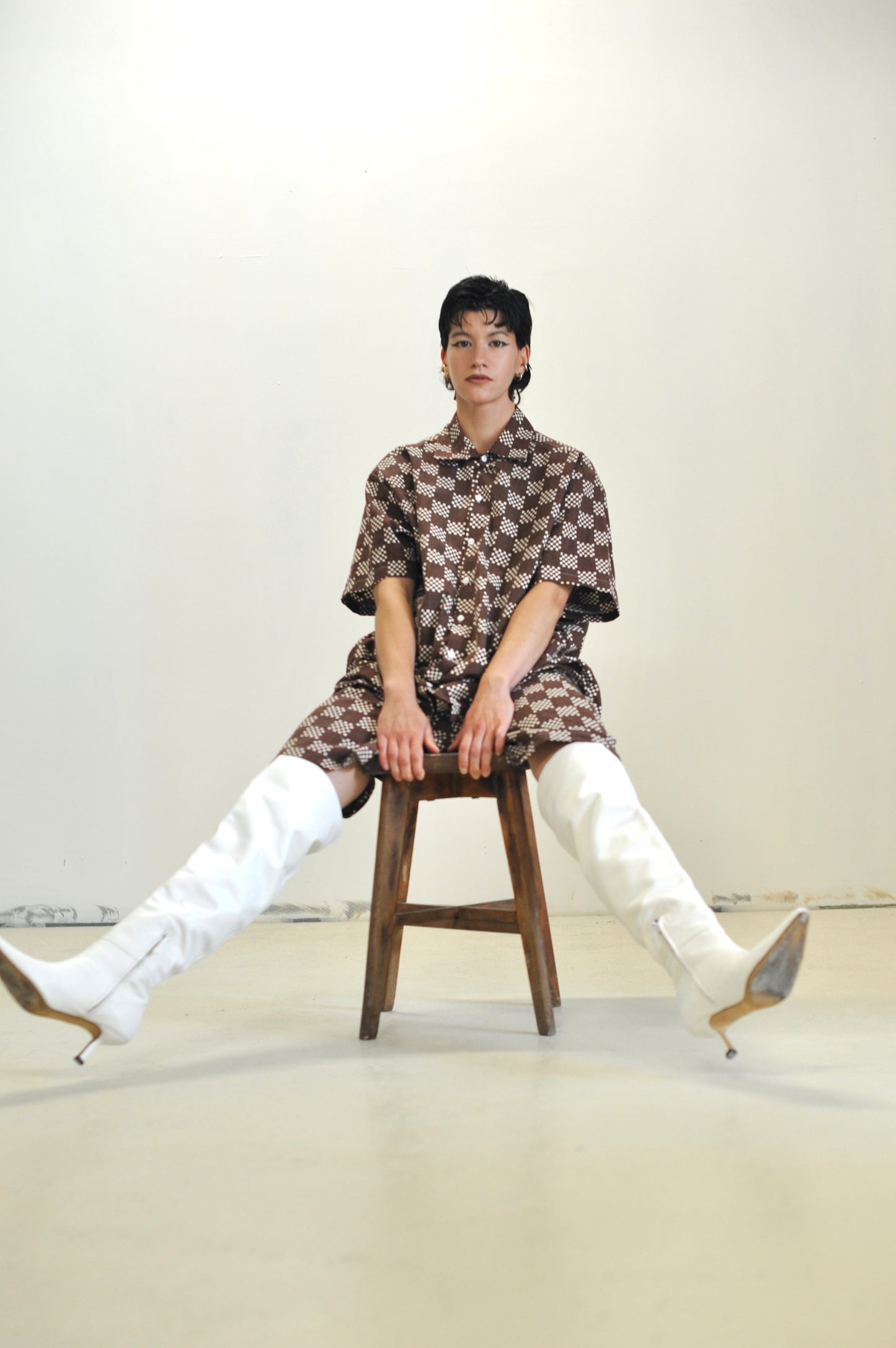 Bermuda Damier marron • La Chemise Club Studio