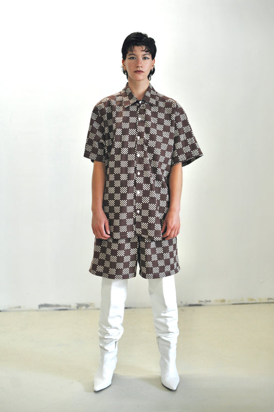 Bermuda Damier marron • La Chemise Club Studio