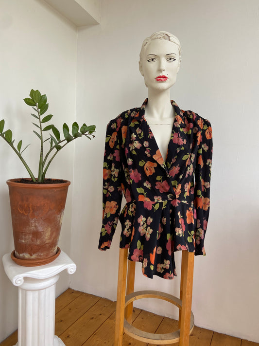 Chemise drapée fleurs