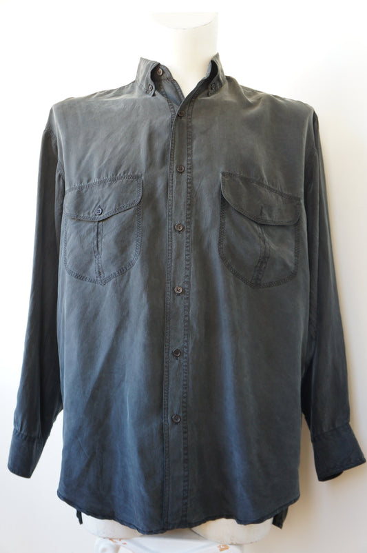 Chemise soie lavée noire