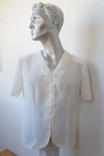 White shirt with transparent collar