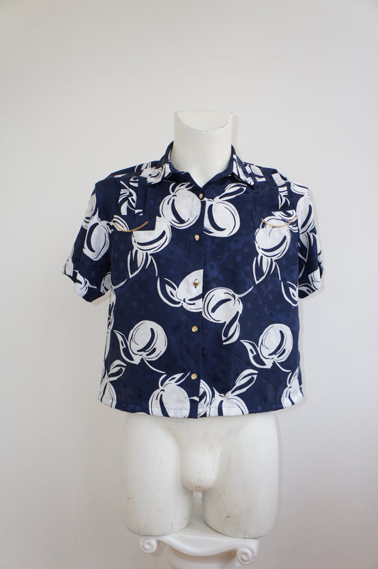 Chemise prune à pois