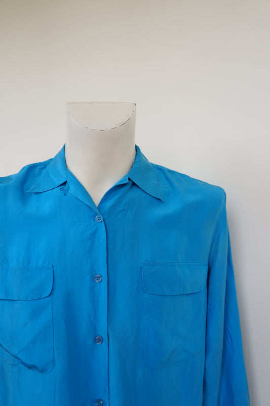 Chemise flashy bleue soie
