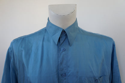 Blue soft silk shirt