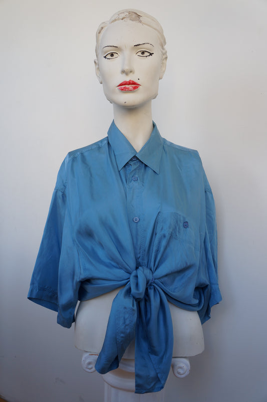 Chemise bleu douceur soie