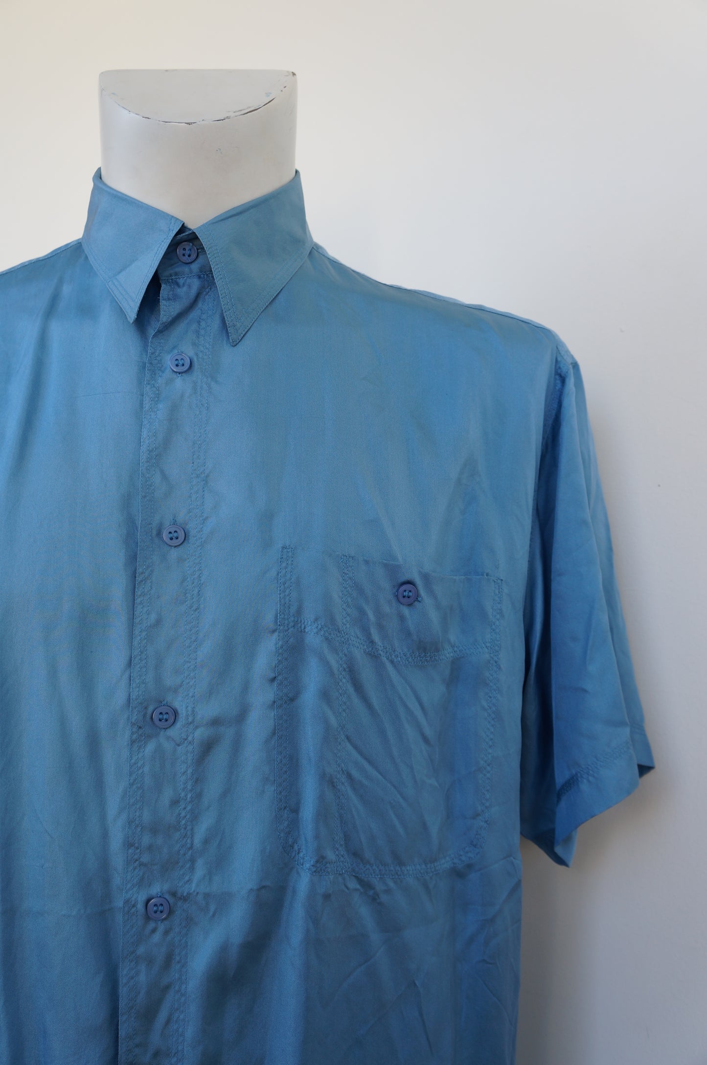 Blue soft silk shirt