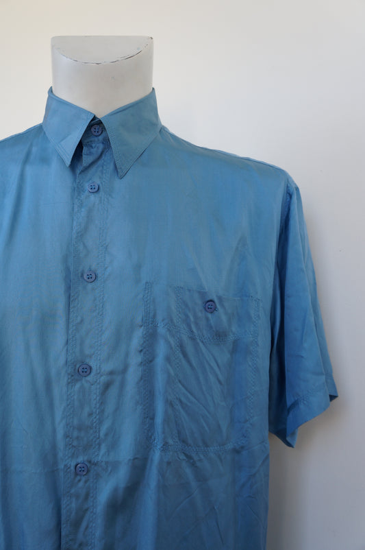 Chemise bleu douceur soie
