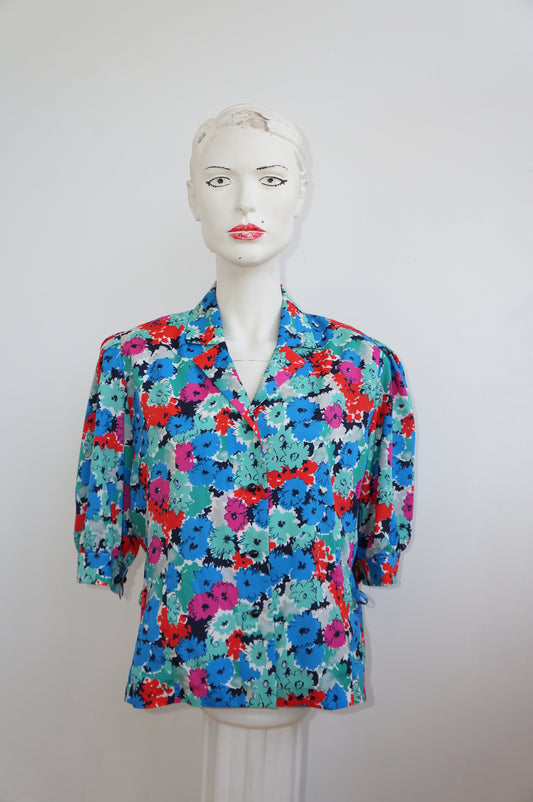 Chemise puffy fleurs