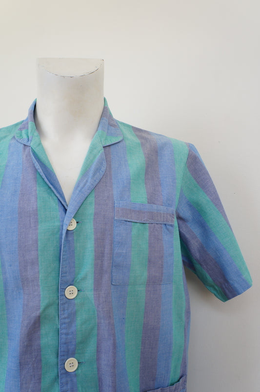 Chemise rayures aqua