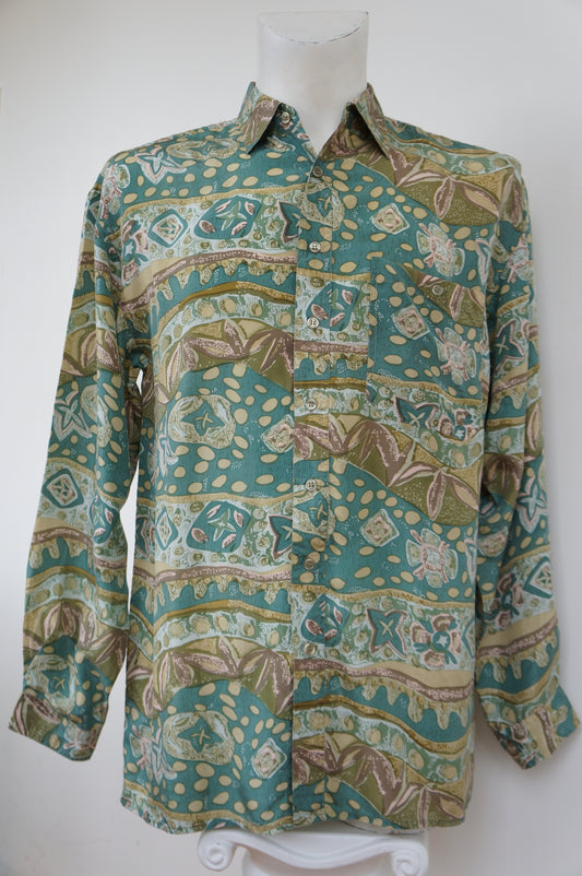 Chemise soie nuances de vert