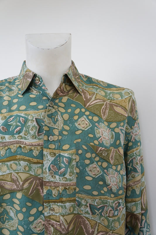 Chemise soie nuances de vert