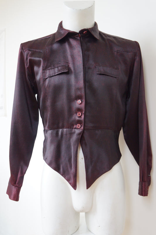 Chemise satin bordeaux