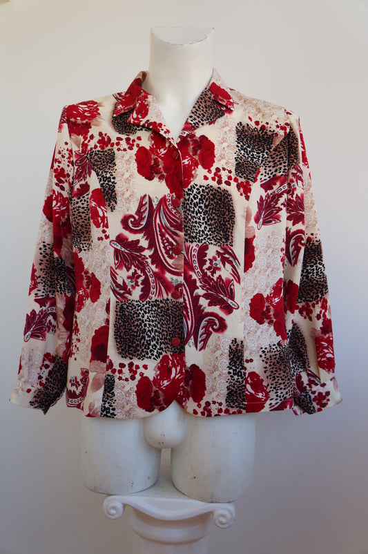 Chemise léopard roses rouges