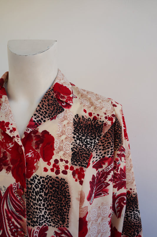 Chemise léopard roses rouges