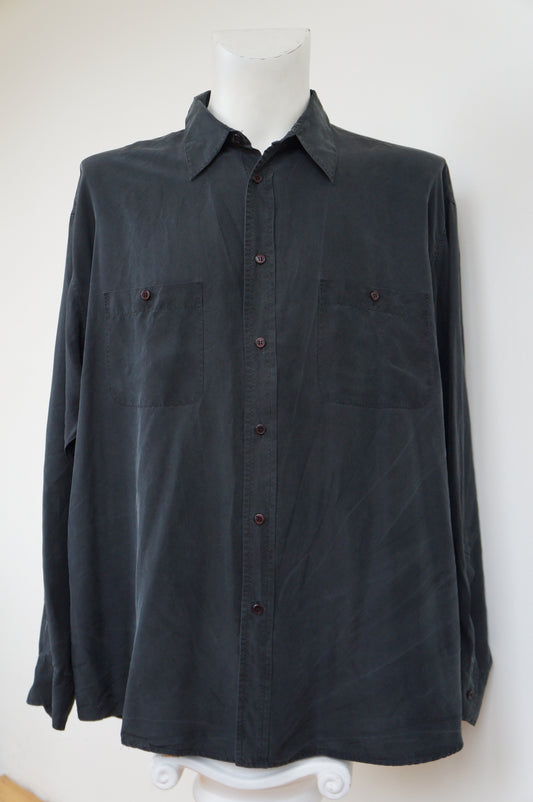 Chemise soie noire Armorial