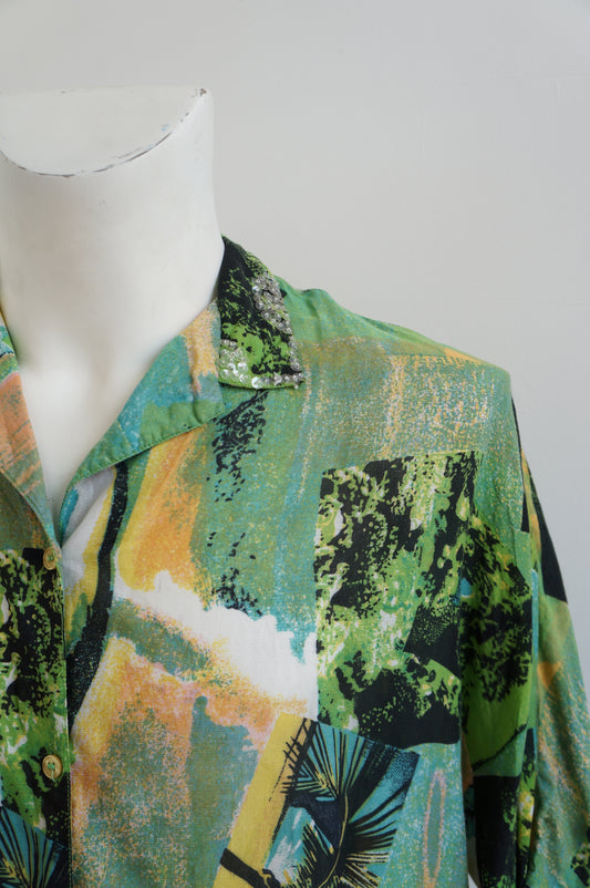 Chemise verte paillette