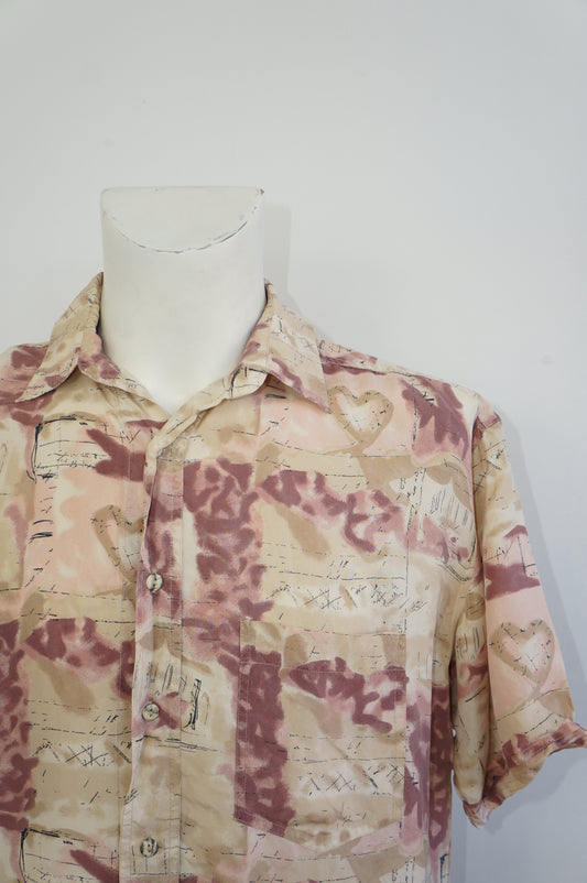 Chemise rose moucheté soie