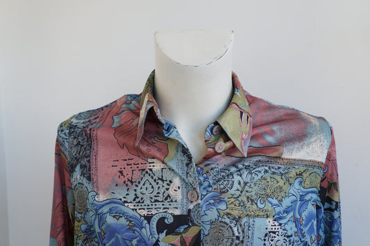Chemise archéologie rose et bleue