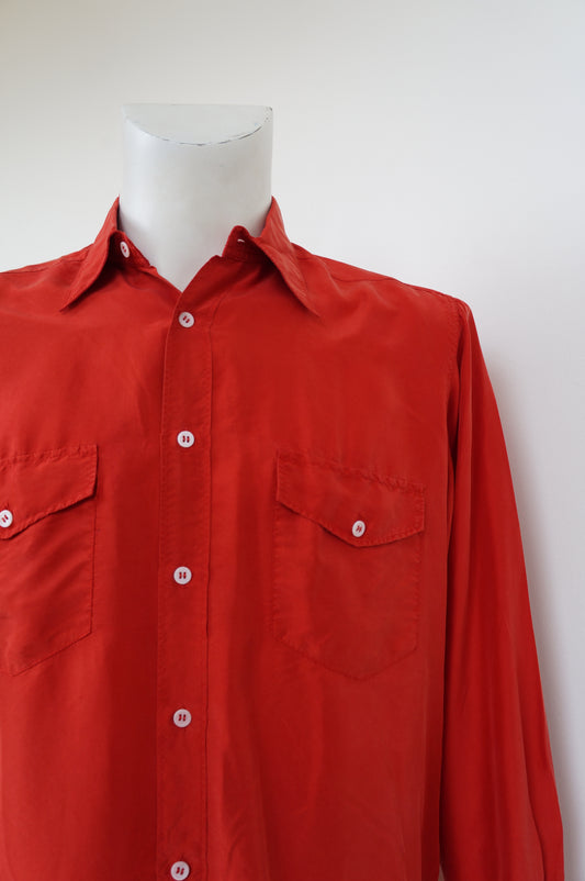 Chemise soie rouge