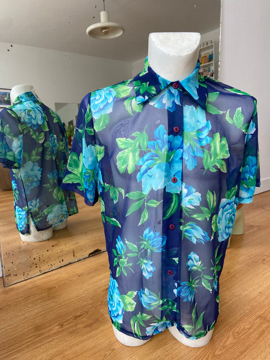 Chemise voile bleu