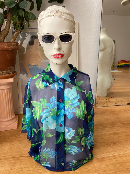 Chemise voile bleu