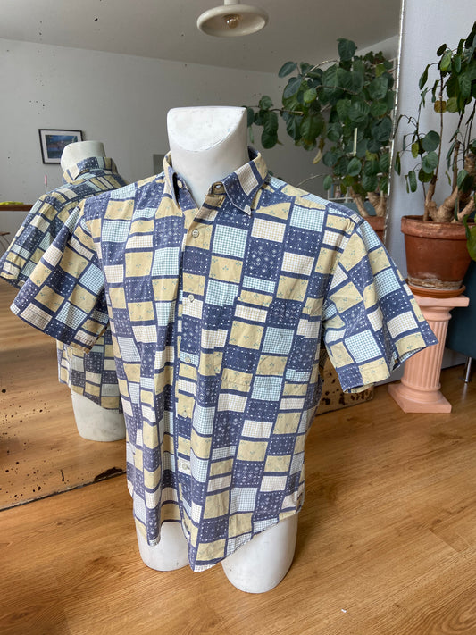 Chemise patch bleu jaune