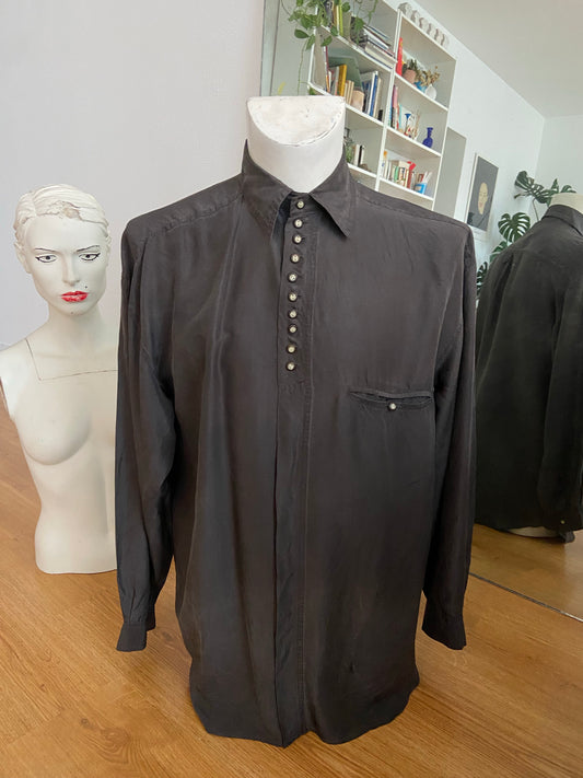 Chemise soie grise