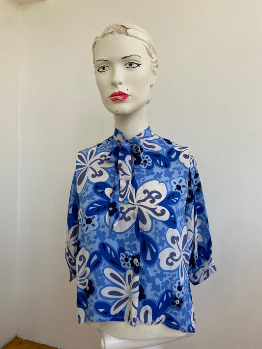 Chemise blue flowerpower