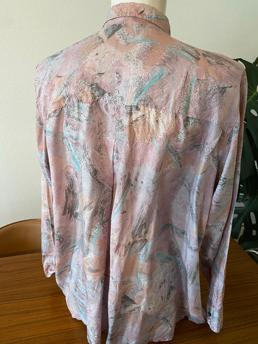 Chemise soie rose