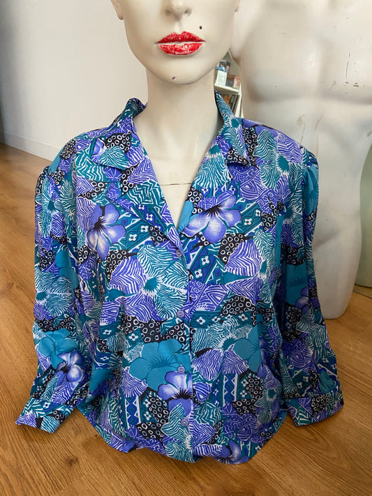 Chemise hibiscus bleu