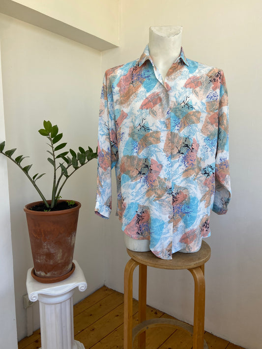 Chemise plissée bleu saumon