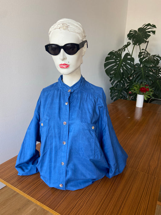 Chemise soie bleue