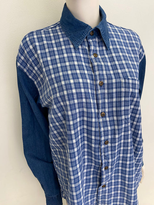Chemise denim carreaux
