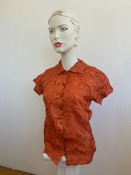 Chemise fripée orange