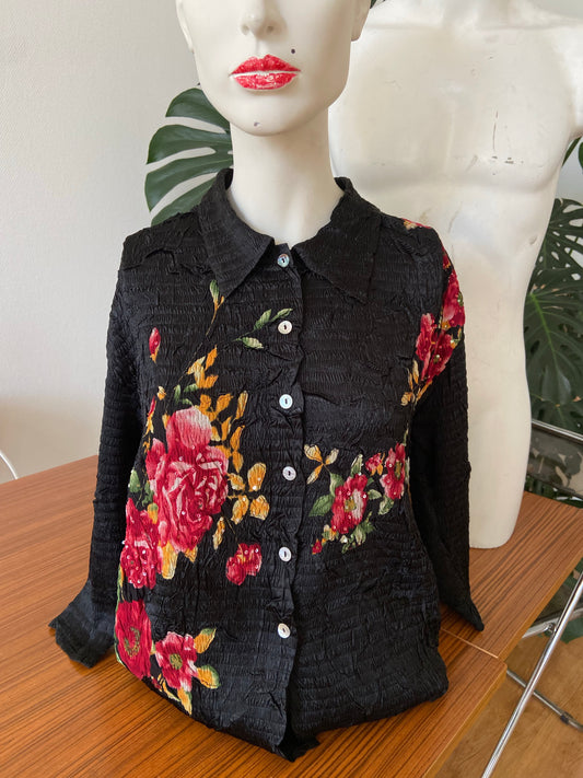 Chemise plissée fleurs