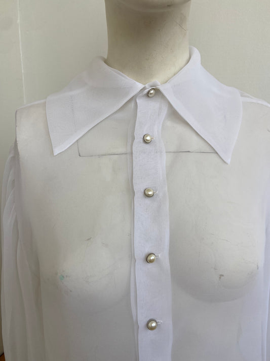 Chemise transparente blanche pearls