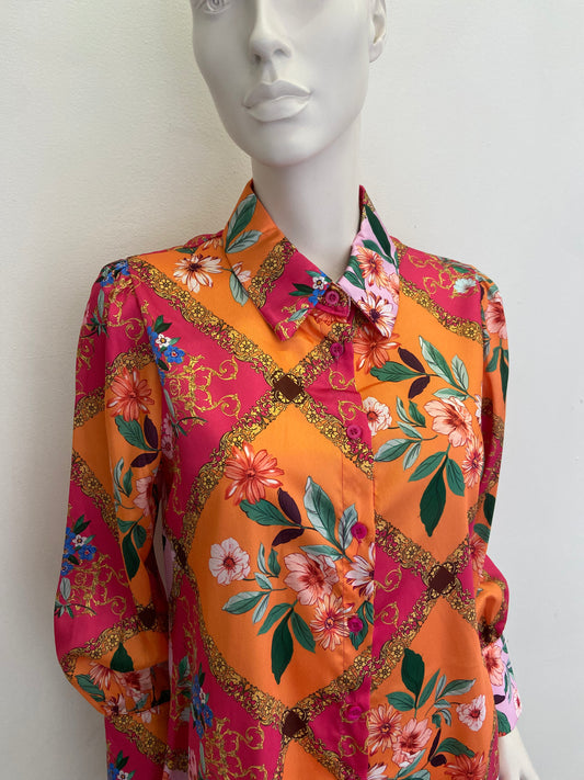 Chemise orange fiori